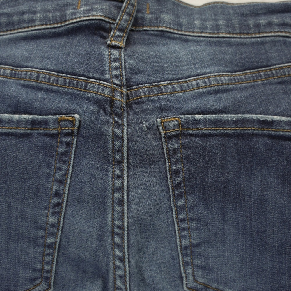 Free People Distressed Skinny Jeans Blue Medium Wash Knee Rip Raw Hem Size 27 - Picture 8 of 9